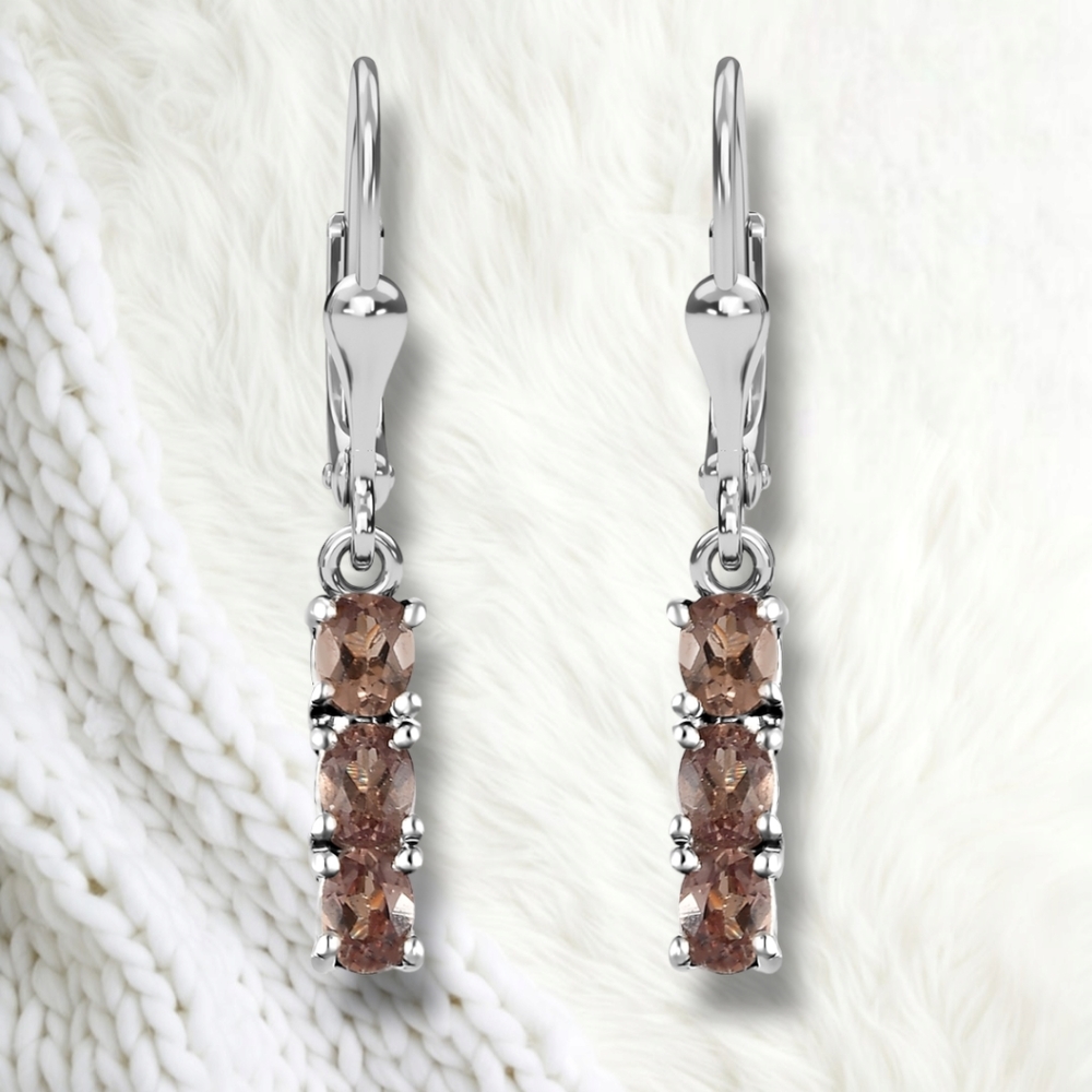 NWT RARE MERELANI COLOR CHANGE GARNET EARRINGS IN PLATINUM OVER STERLING SILVER
